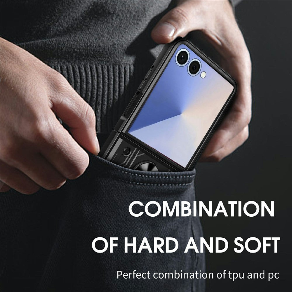 For Samsung Galaxy Z Flip7 5G Case Kickstand PC Phone Back Cover - Black