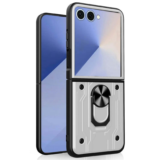For Samsung Galaxy Z Flip7 5G Case Kickstand PC Phone Back Cover - White