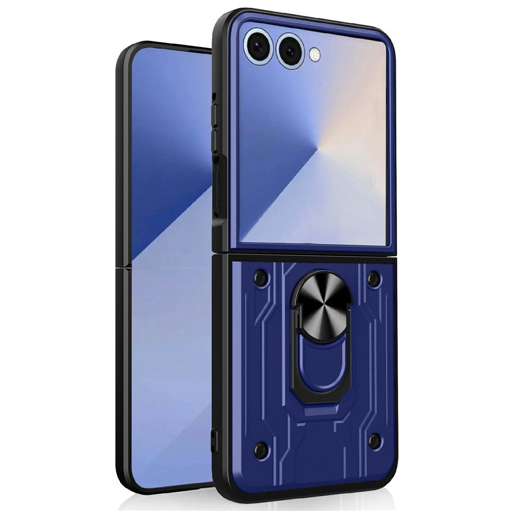 For Samsung Galaxy Z Flip7 5G Case Kickstand PC Phone Back Cover - Sapphire