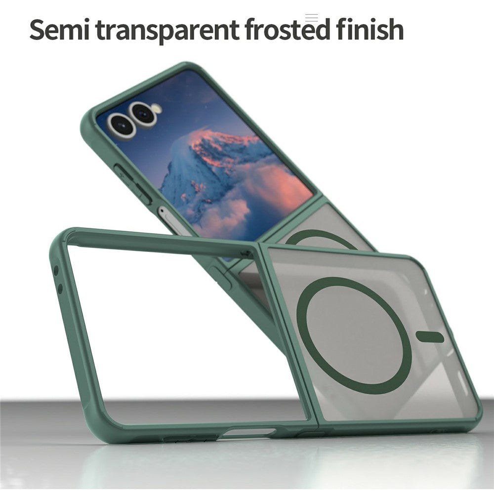 For Samsung Galaxy Z Flip7 5G Case Compatible with MagSafe Anti Drop PC + TPU Phone Cover - Green