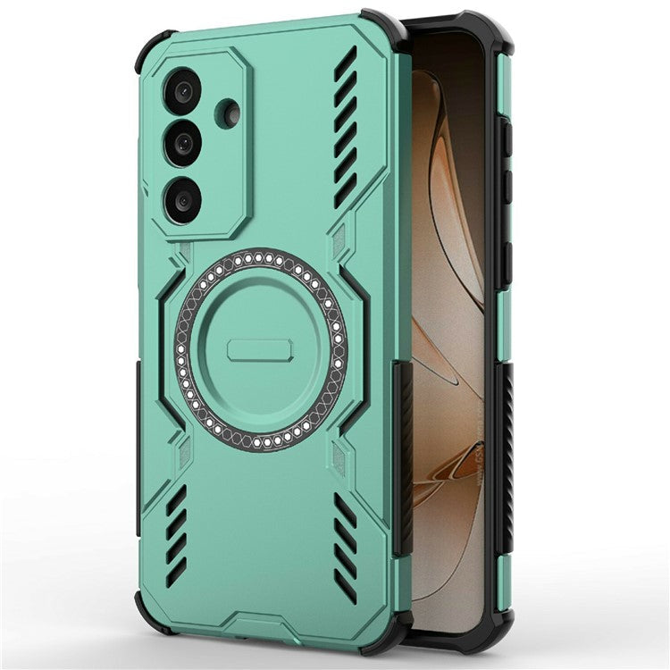 For Samsung Galaxy M56 5G Magnetic Case Butterfly Armor Hollow Heat Dissipation PC + TPU Phone Cover - Green