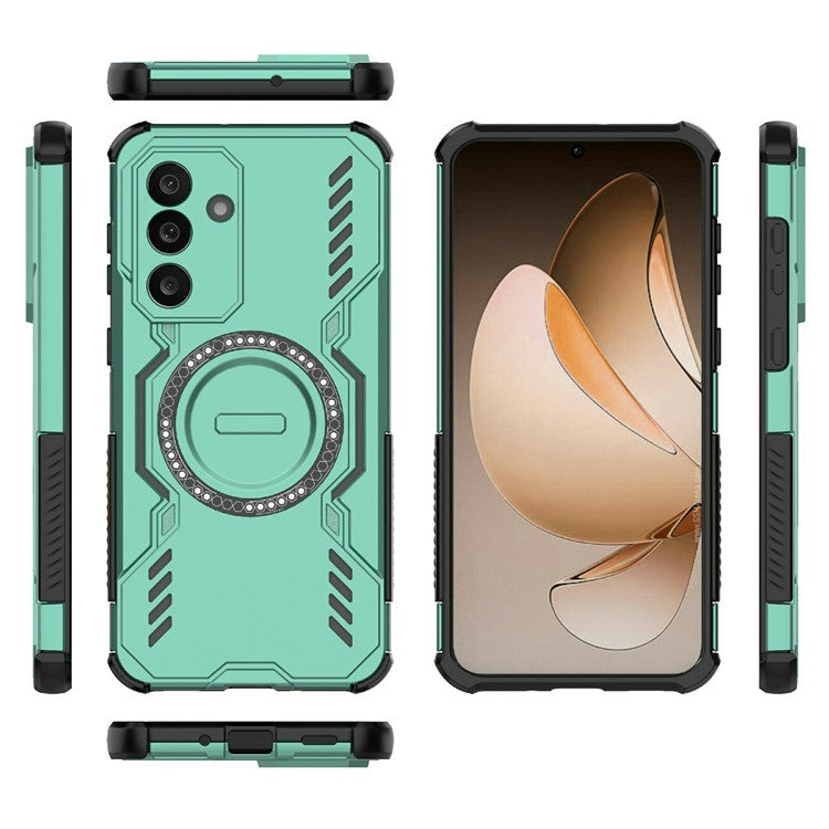 For Samsung Galaxy M56 5G Magnetic Case Butterfly Armor Hollow Heat Dissipation PC + TPU Phone Cover - Green