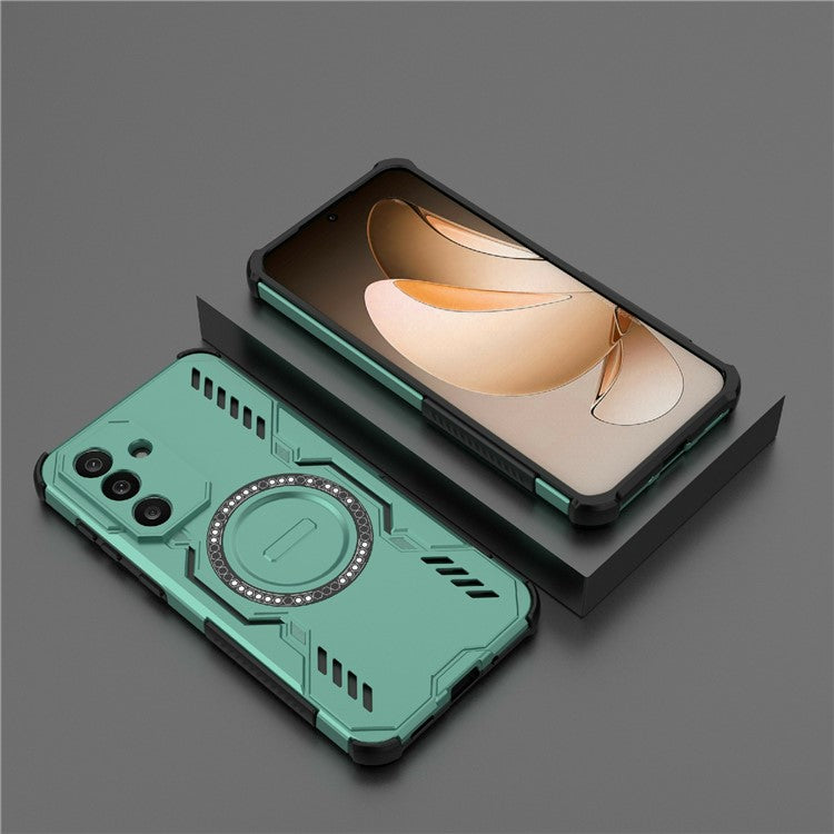 For Samsung Galaxy M56 5G Magnetic Case Butterfly Armor Hollow Heat Dissipation PC + TPU Phone Cover - Green