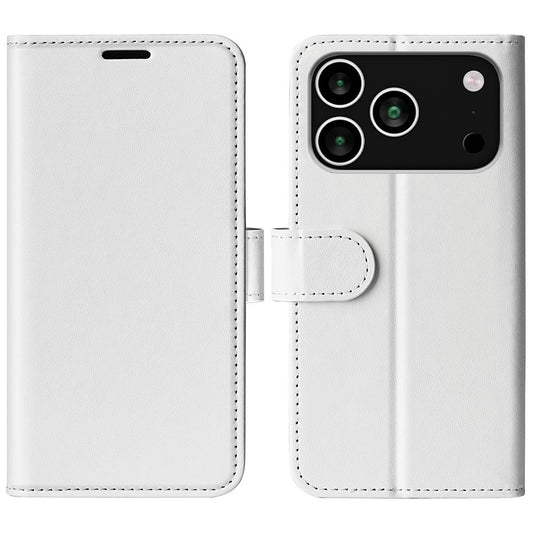 For iPhone 17 Pro Max Case Crazy Horse Texture Stand Leather Phone Cover - White