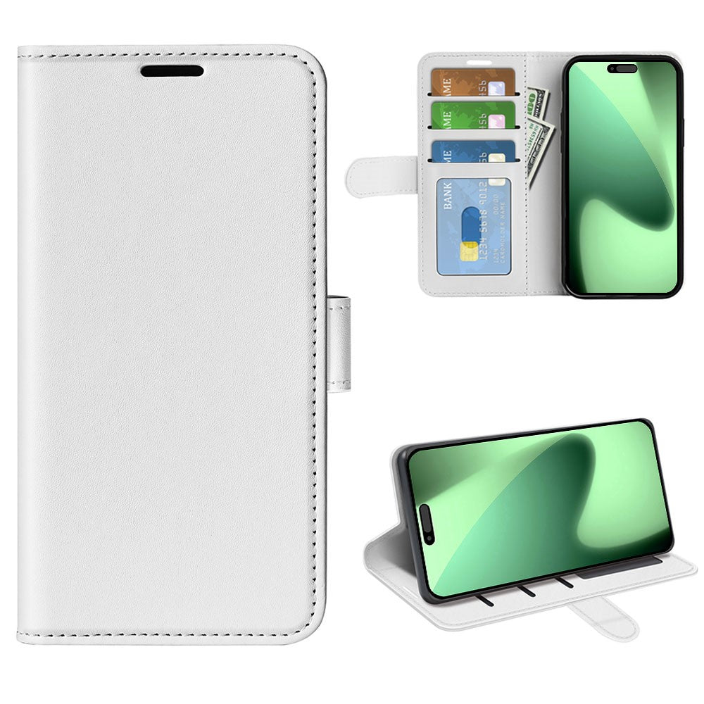 For iPhone 17 Pro Max Case Crazy Horse Texture Stand Leather Phone Cover - White