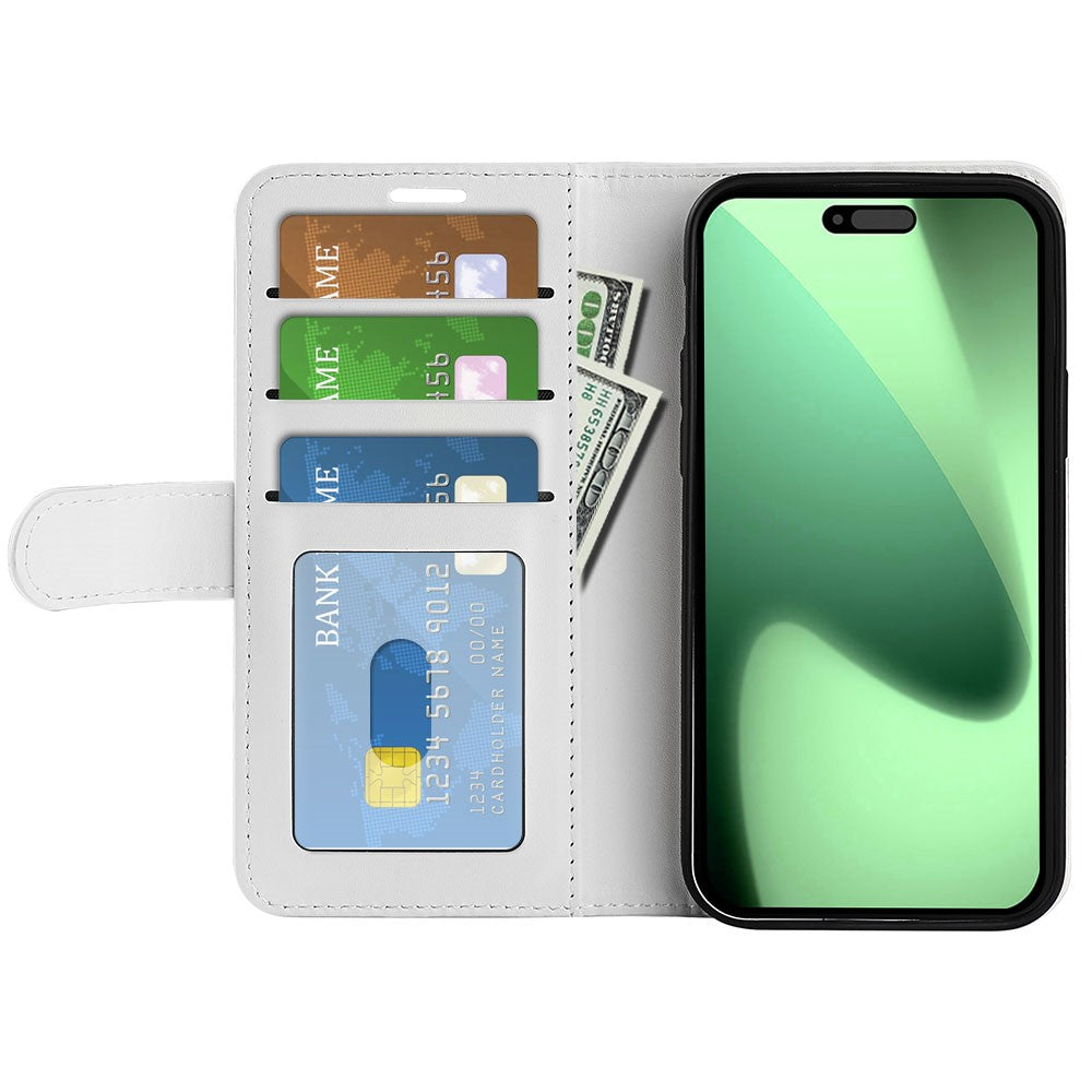 For iPhone 17 Pro Max Case Crazy Horse Texture Stand Leather Phone Cover - White