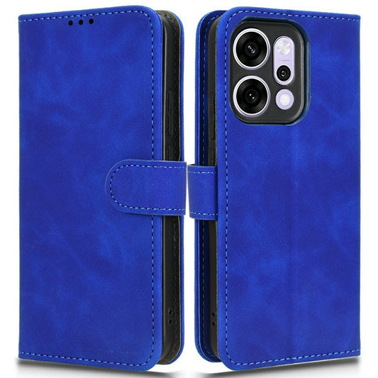 For Oppo Reno14 Pro 5G (Global) Leather Case Skin Feel Anti Drop Wallet Flip Phone Cover - Blue
