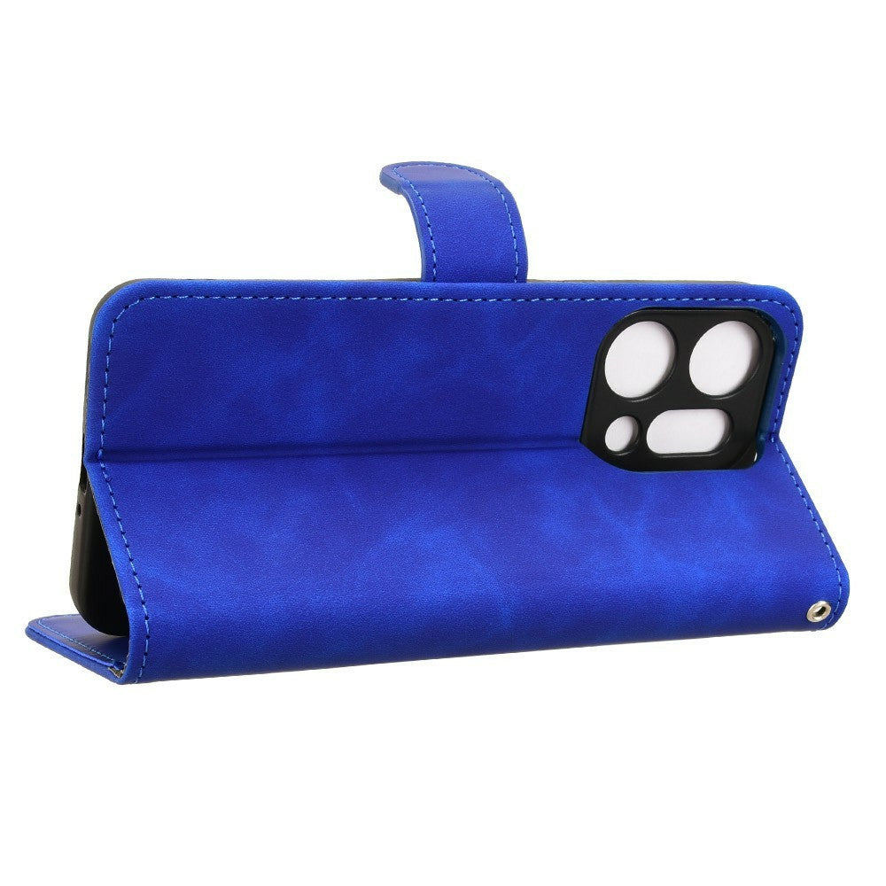 For Oppo Reno14 Pro 5G (Global) Leather Case Skin Feel Anti Drop Wallet Flip Phone Cover - Blue