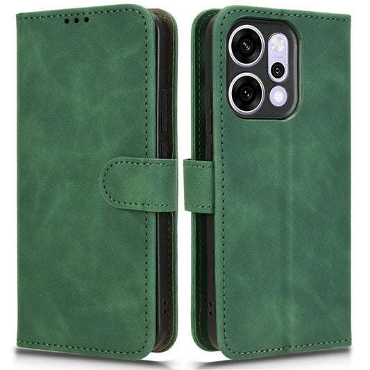 For Oppo Reno14 Pro 5G (Global) Leather Case Skin Feel Anti Drop Wallet Flip Phone Cover - Green