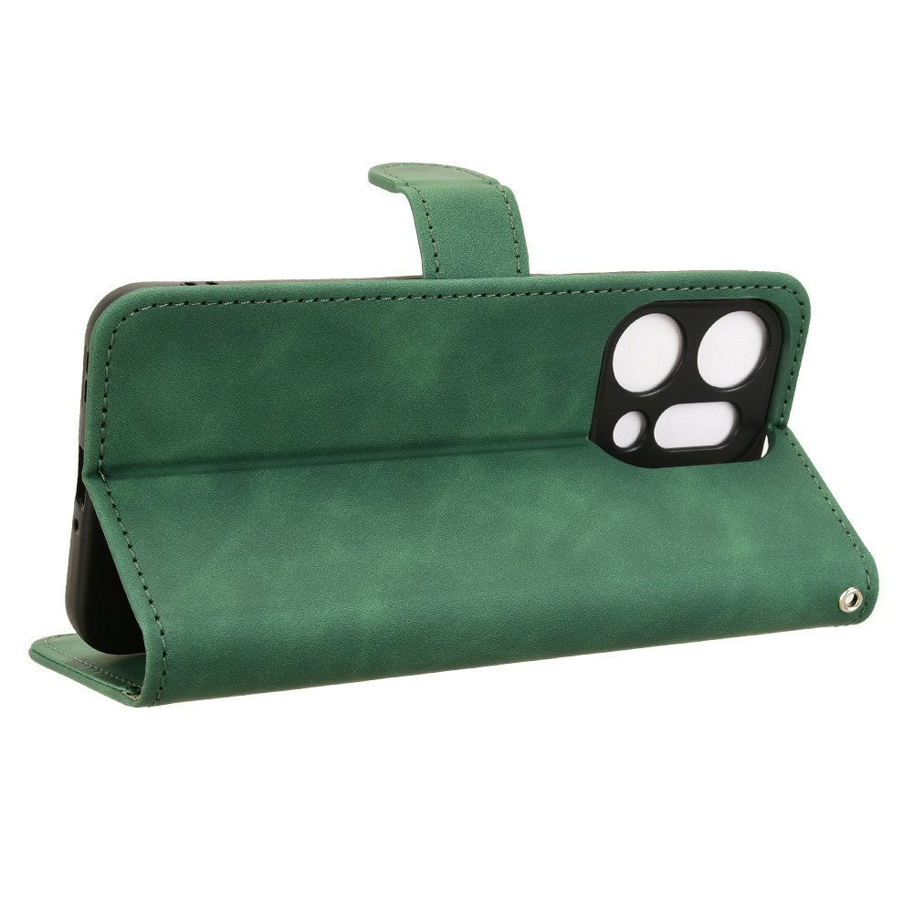 For Oppo Reno14 Pro 5G (Global) Leather Case Skin Feel Anti Drop Wallet Flip Phone Cover - Green