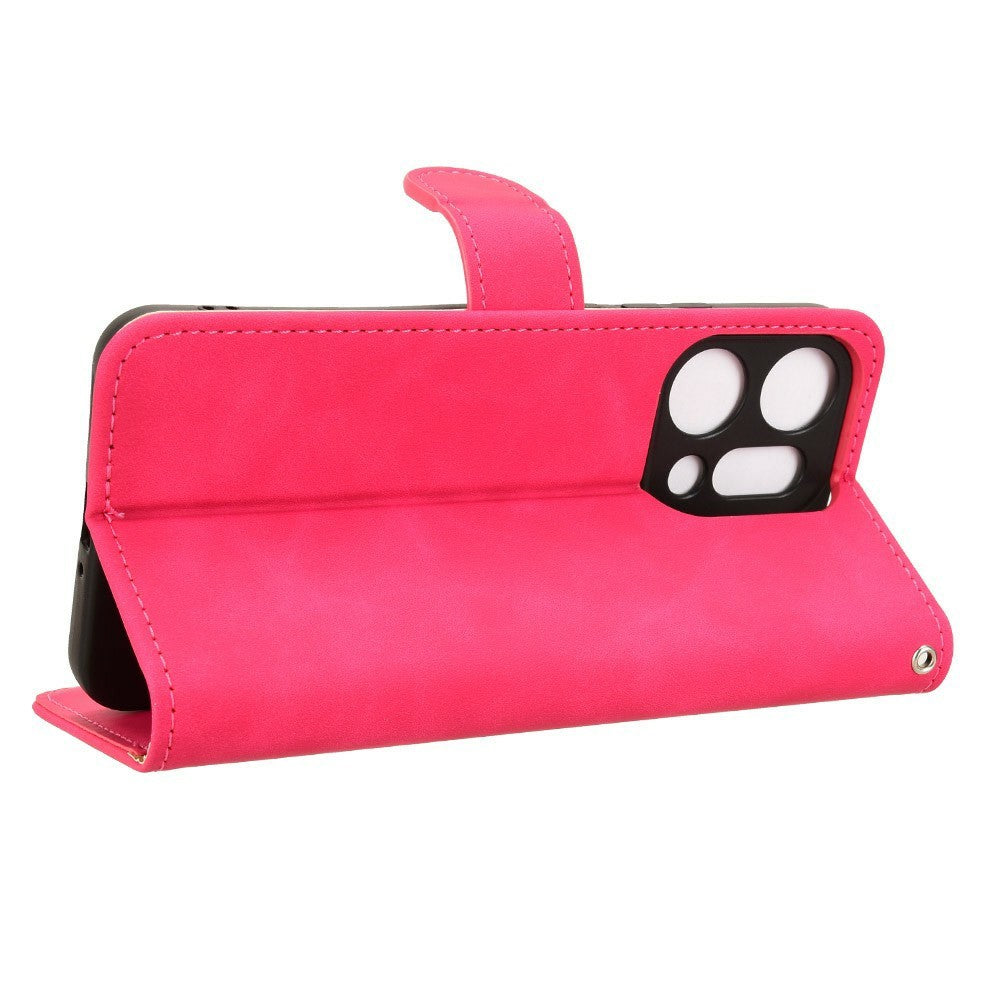 For Oppo Reno14 Pro 5G (Global) Leather Case Skin Feel Anti Drop Wallet Flip Phone Cover - Rose