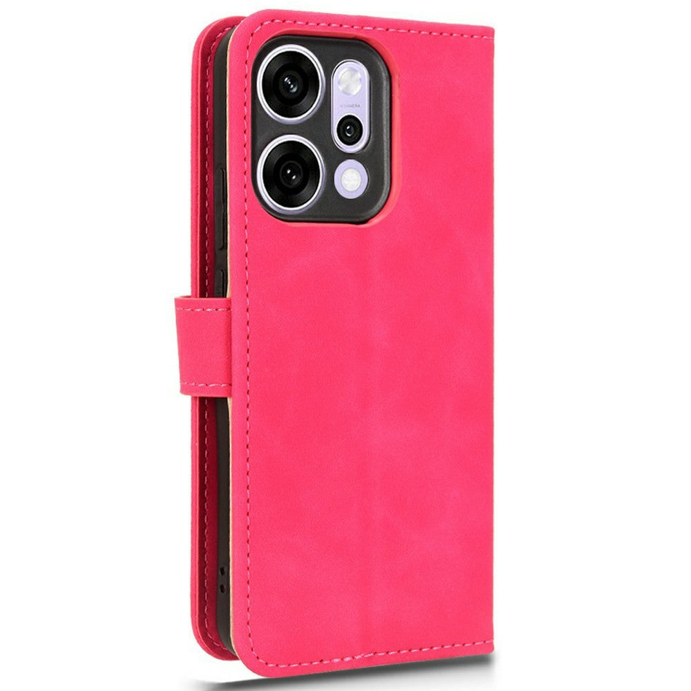 For Oppo Reno14 Pro 5G (Global) Leather Case Skin Feel Anti Drop Wallet Flip Phone Cover - Rose