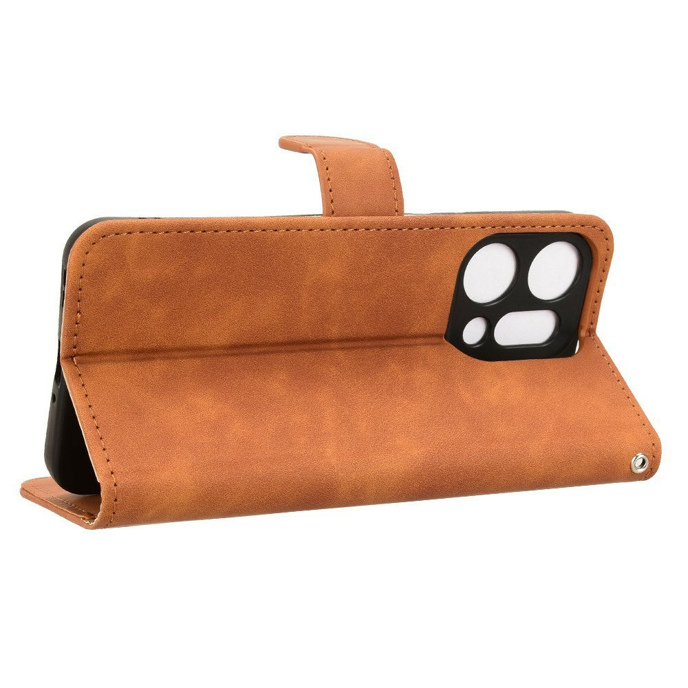For Oppo Reno14 Pro 5G (Global) Leather Case Skin Feel Anti Drop Wallet Flip Phone Cover - Brown