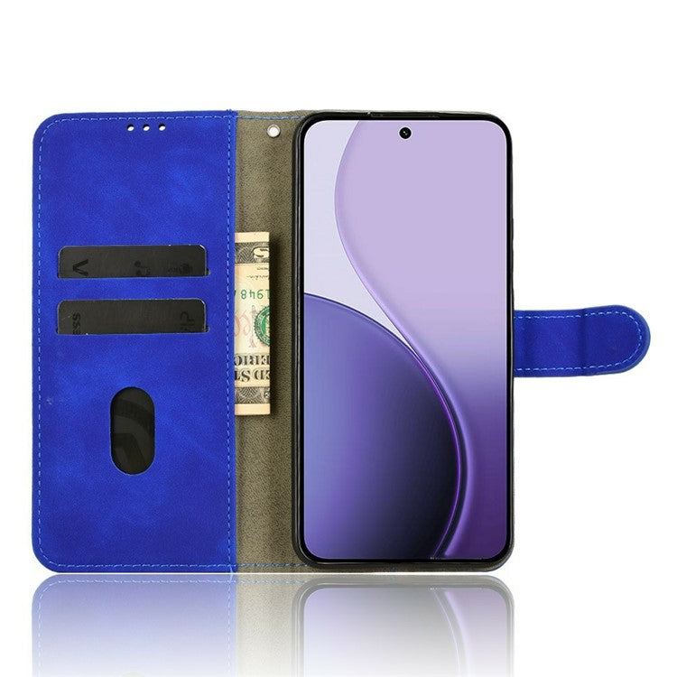 For Oppo Reno14 5G (Global) Leather Case Skin Feel Anti Drop Wallet Flip Phone Cover - Blue