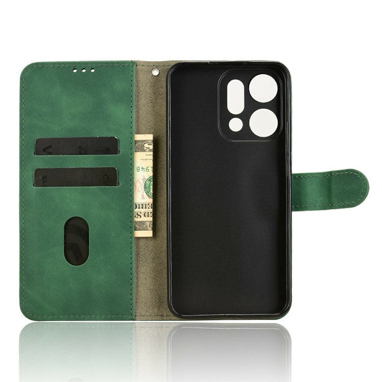 For Oppo Reno14 5G (Global) Leather Case Skin Feel Anti Drop Wallet Flip Phone Cover - Green