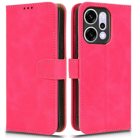 For Oppo Reno14 5G (Global) Leather Case Skin Feel Anti Drop Wallet Flip Phone Cover - Rose