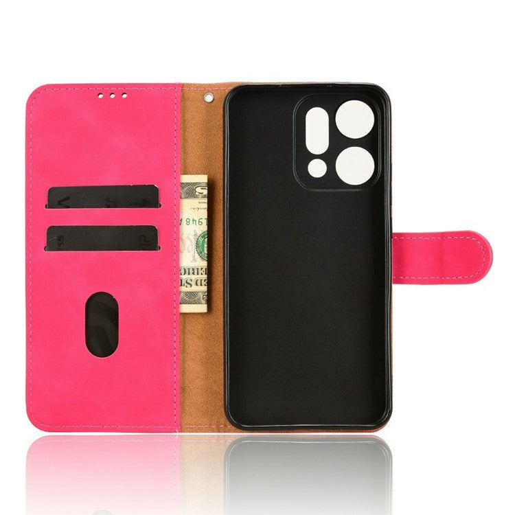 For Oppo Reno14 5G (Global) Leather Case Skin Feel Anti Drop Wallet Flip Phone Cover - Rose