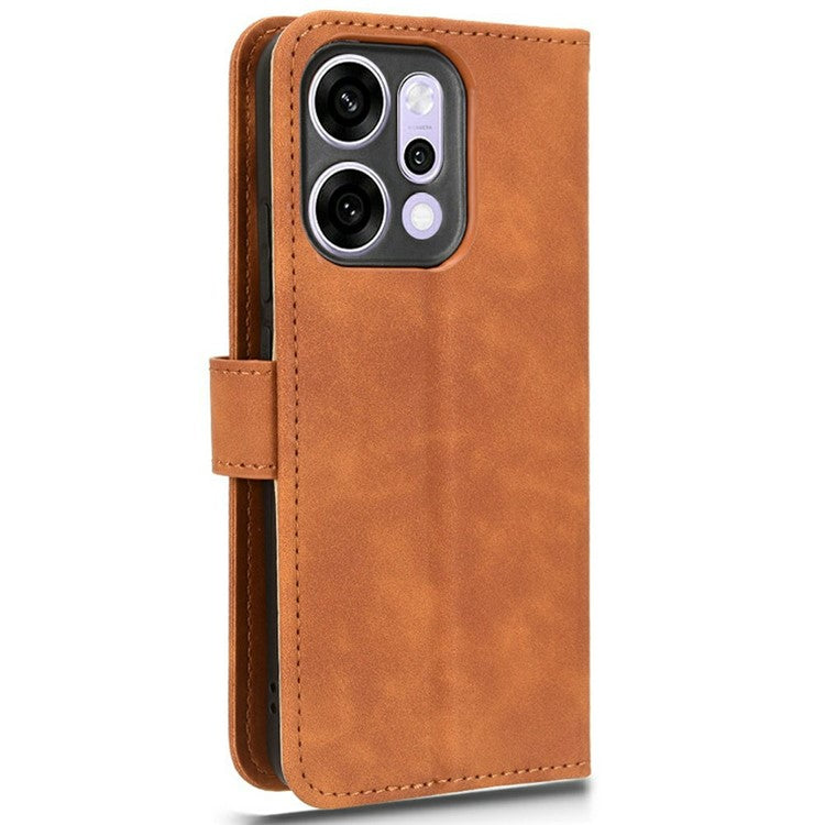 For Oppo Reno14 5G (Global) Leather Case Skin Feel Anti Drop Wallet Flip Phone Cover - Brown
