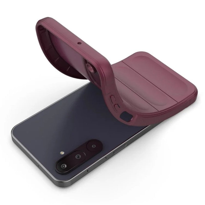 For Samsung Galaxy M16 5G TPU Case WANLONFENG HD Series Anti Slip Phone Cover with Tempered Glass - Wine Red