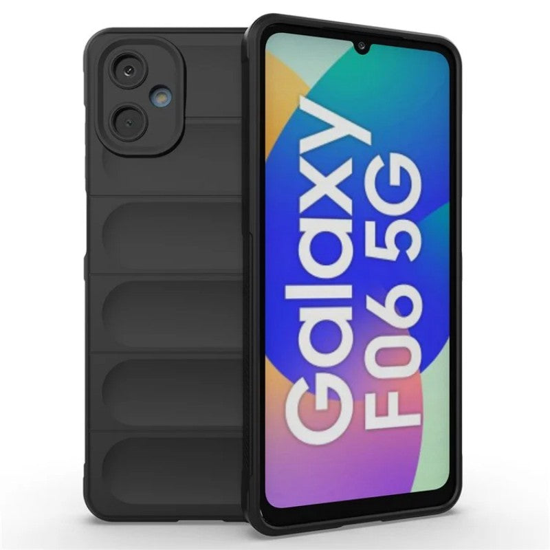 For Samsung Galaxy M06 5G / Galaxy F06 5G TPU Case WANLONFENG HD Series Anti Slip Phone Cover with Tempered Glass - Black