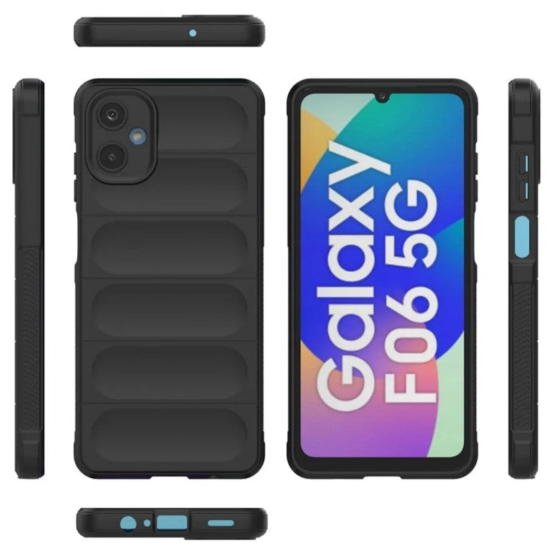 For Samsung Galaxy M06 5G / Galaxy F06 5G TPU Case WANLONFENG HD Series Anti Slip Phone Cover with Tempered Glass - Black