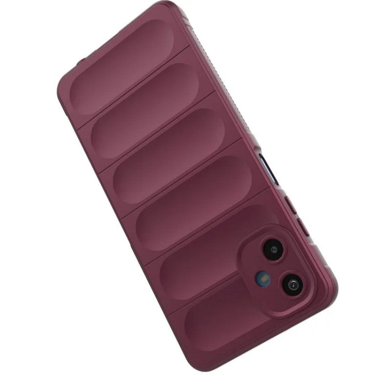 For Samsung Galaxy M06 5G / Galaxy F06 5G TPU Case WANLONFENG HD Series Anti Slip Phone Cover with Tempered Glass - Wine Red