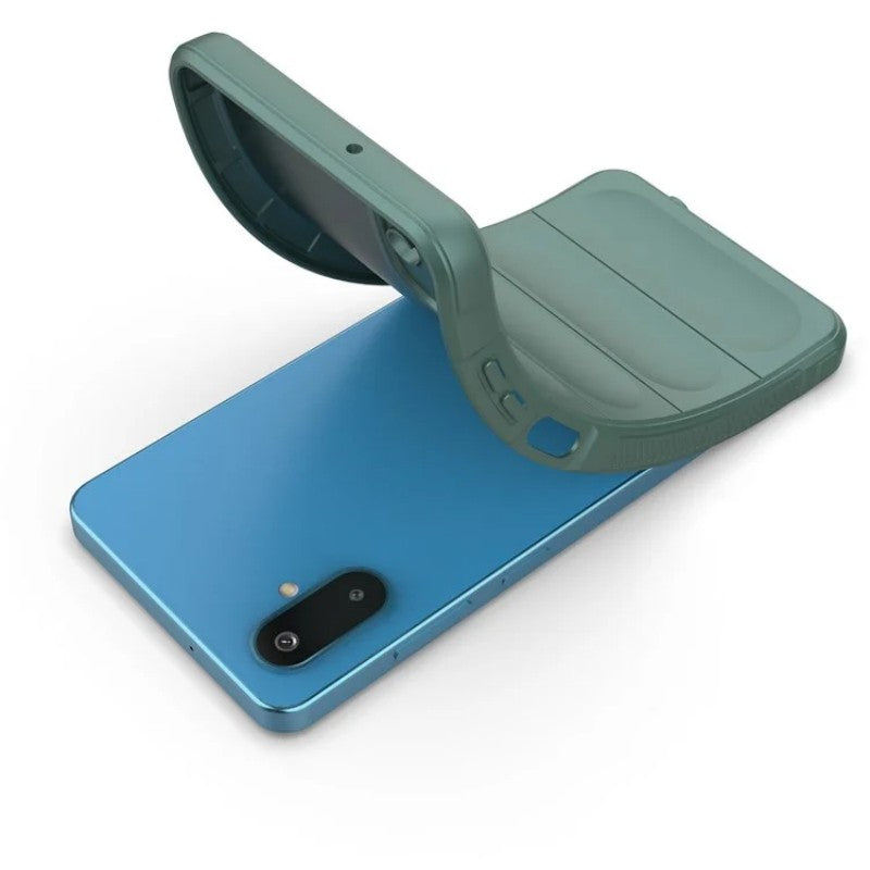 For Samsung Galaxy M06 5G / Galaxy F06 5G TPU Case WANLONFENG HD Series Anti Slip Phone Cover with Tempered Glass - Army Green
