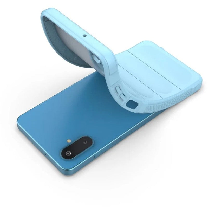 For Samsung Galaxy M06 5G / Galaxy F06 5G TPU Case WANLONFENG HD Series Anti Slip Phone Cover with Tempered Glass - Baby Blue