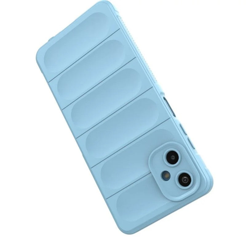 For Samsung Galaxy M06 5G / Galaxy F06 5G TPU Case WANLONFENG HD Series Anti Slip Phone Cover with Tempered Glass - Baby Blue