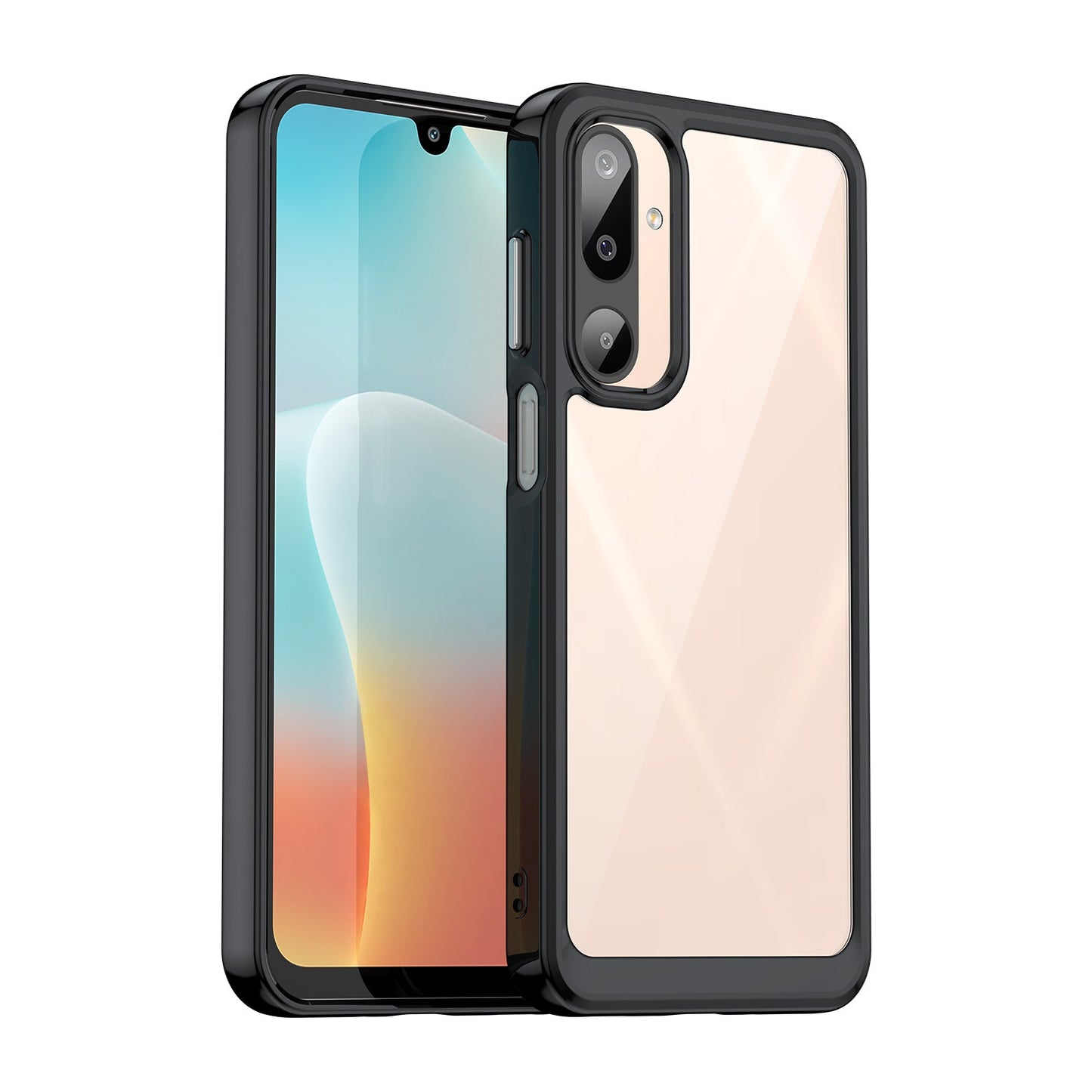 For Samsung Galaxy M16 5G Phone Case WANLONFENG XC Series TPU Acrylic Cover with Tempered Glass (Big Lens Hole) - Black