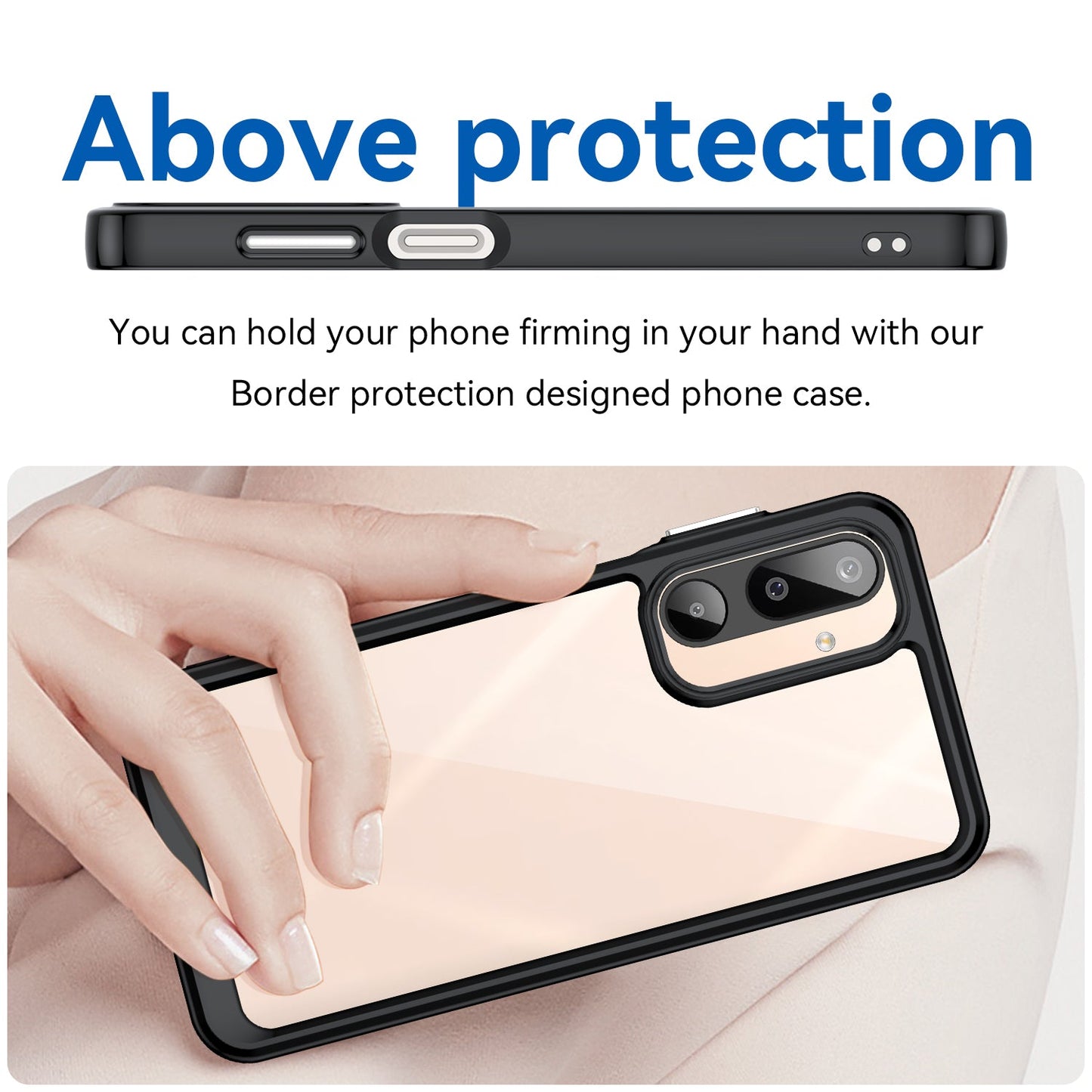 For Samsung Galaxy M16 5G Phone Case WANLONFENG XC Series TPU Acrylic Cover with Tempered Glass (Big Lens Hole) - Black