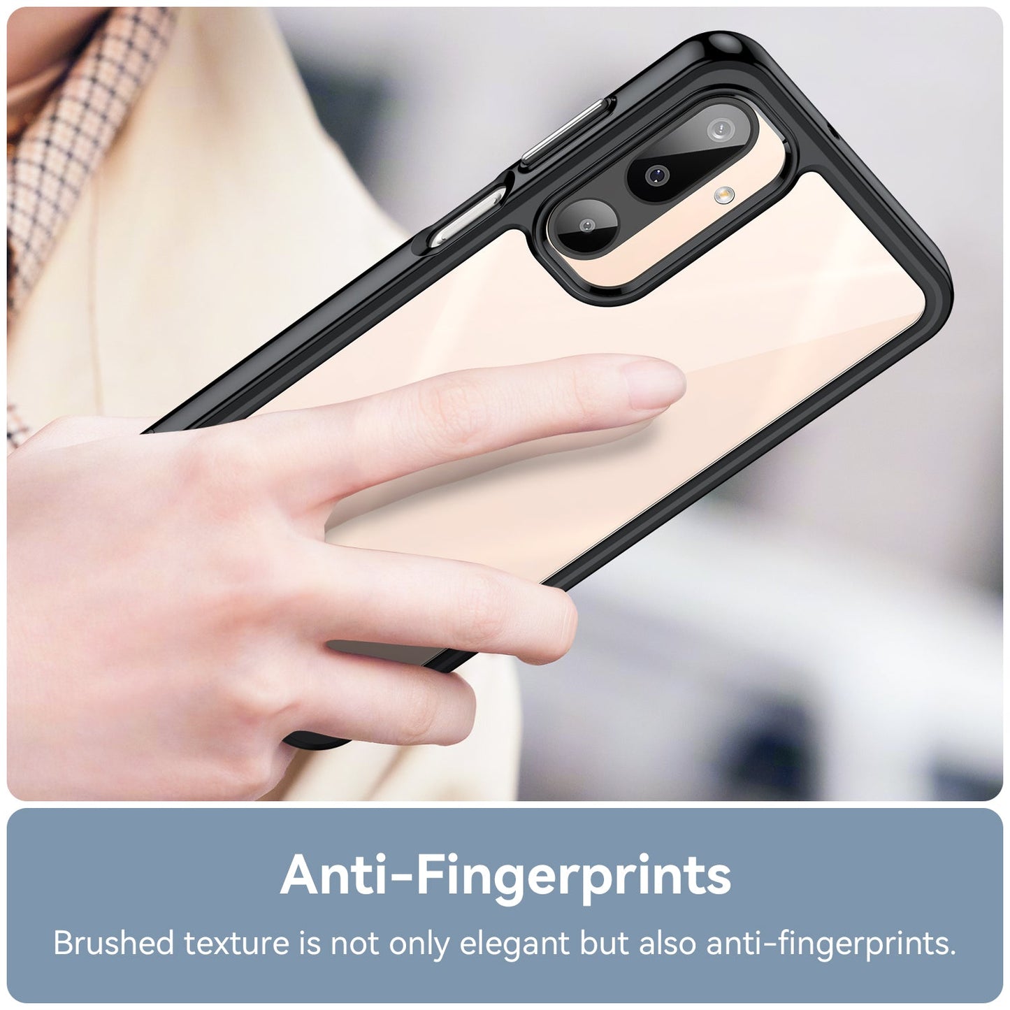 For Samsung Galaxy M16 5G Phone Case WANLONFENG XC Series TPU Acrylic Cover with Tempered Glass (Big Lens Hole) - Black