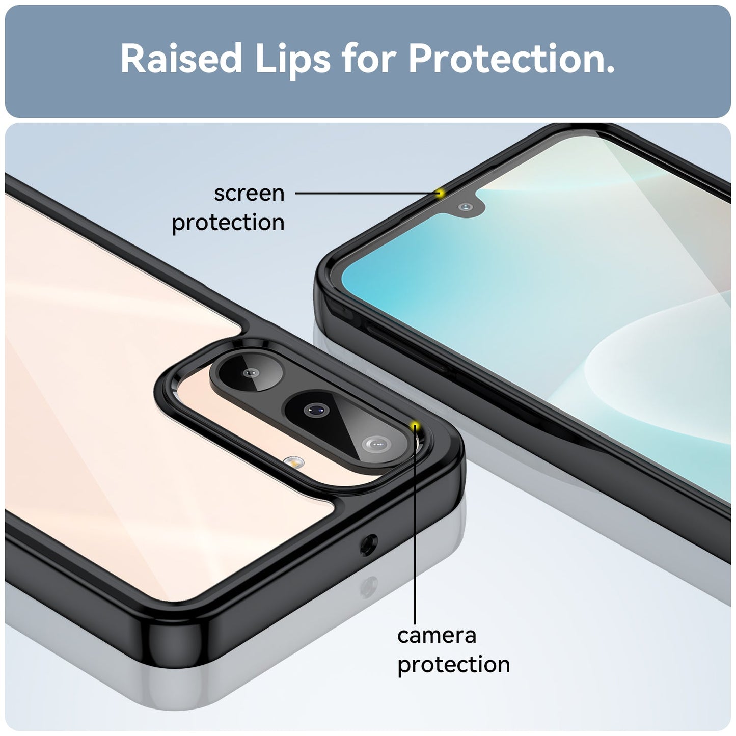 For Samsung Galaxy M16 5G Phone Case WANLONFENG XC Series TPU Acrylic Cover with Tempered Glass (Big Lens Hole) - Black