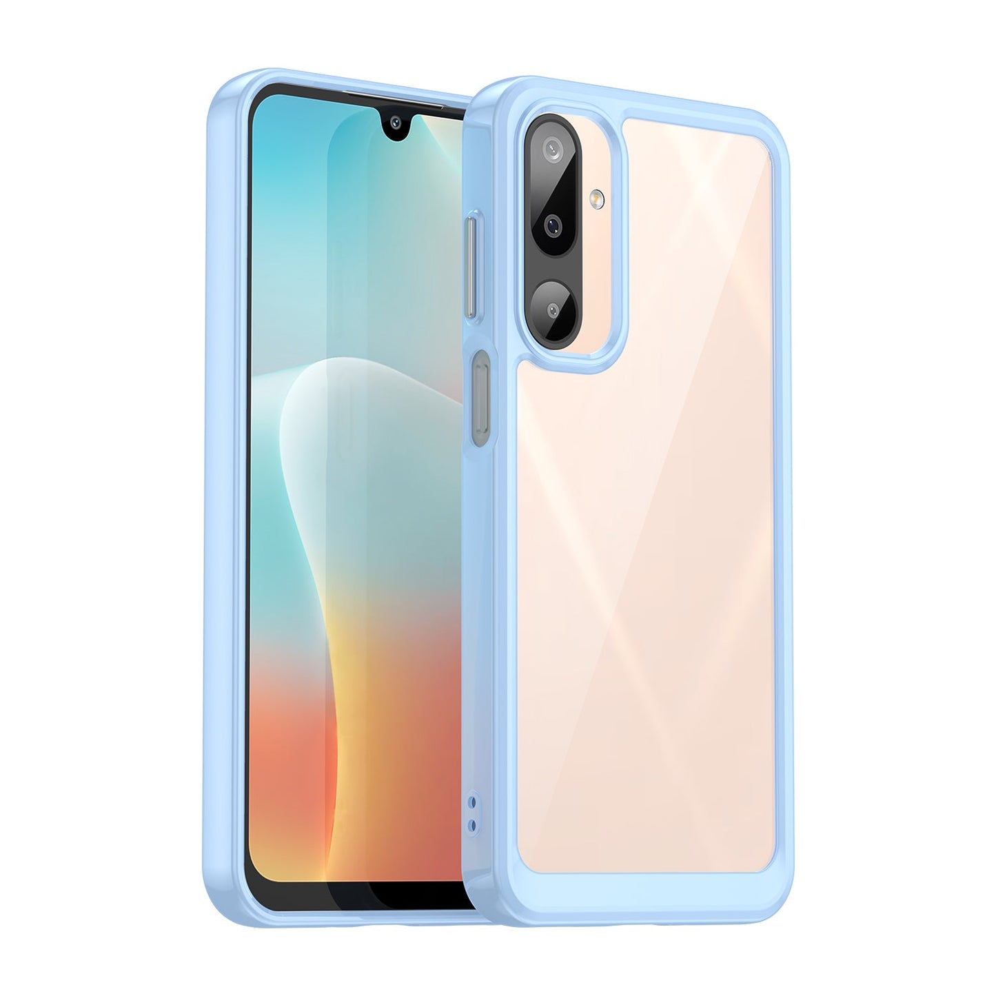 For Samsung Galaxy M16 5G Phone Case WANLONFENG XC Series TPU Acrylic Cover with Tempered Glass (Big Lens Hole) - Blue