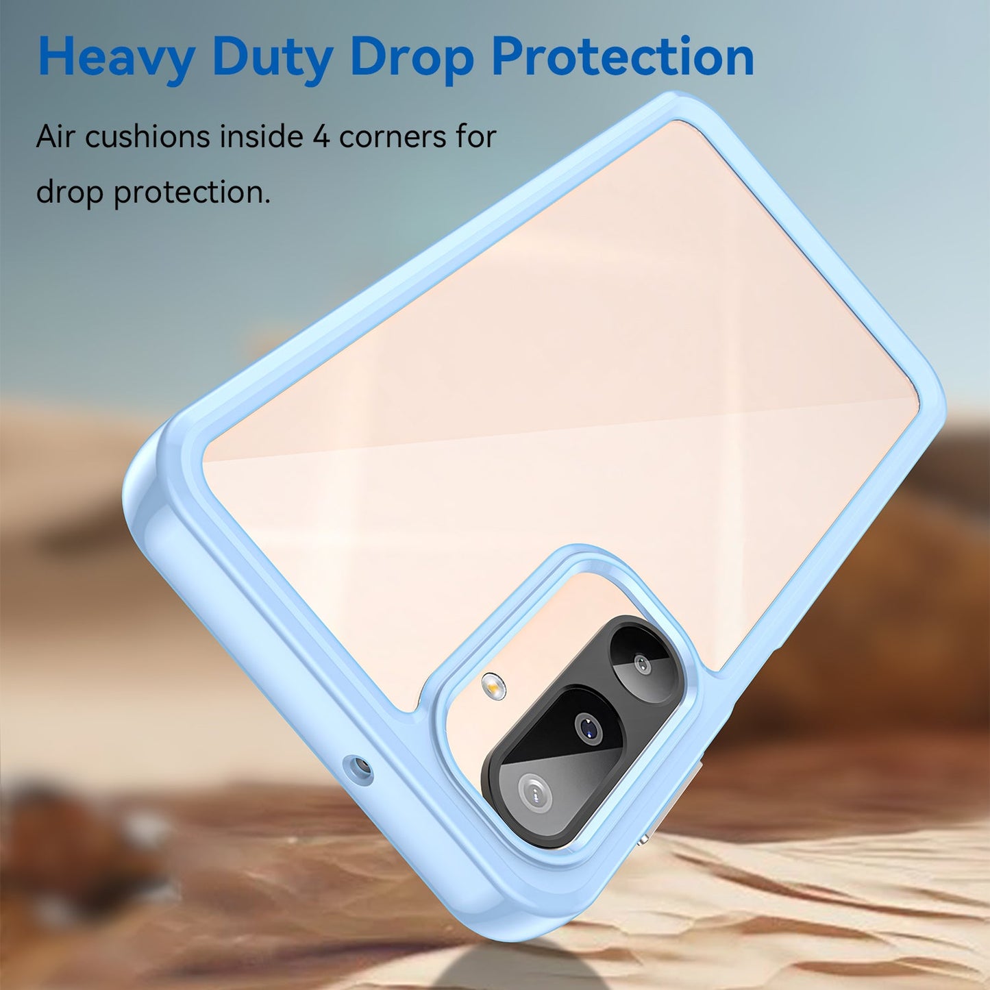 For Samsung Galaxy M16 5G Phone Case WANLONFENG XC Series TPU Acrylic Cover with Tempered Glass (Big Lens Hole) - Blue