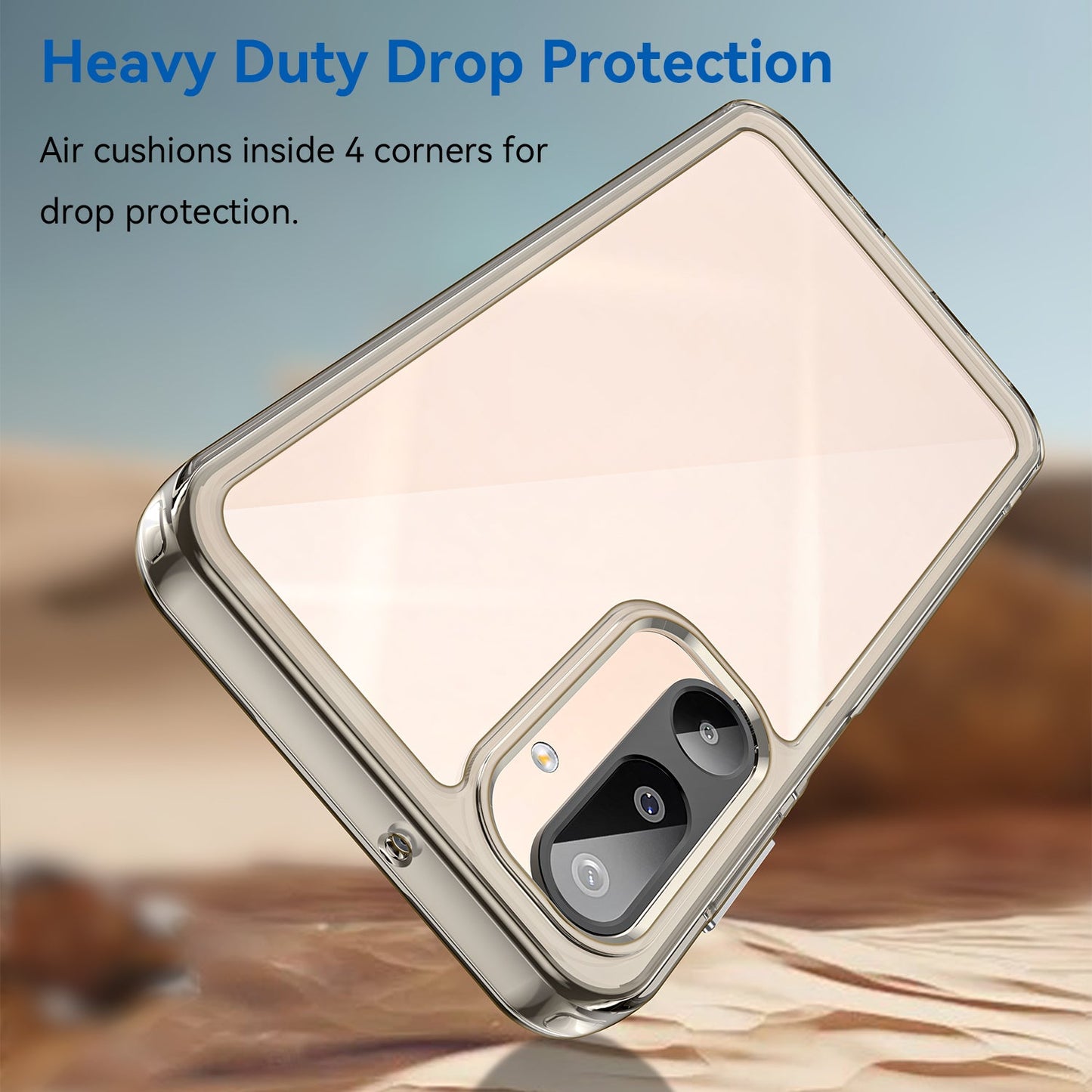 For Samsung Galaxy M16 5G Phone Case WANLONFENG XC Series TPU Acrylic Cover with Tempered Glass (Big Lens Hole) - Transparent Grey