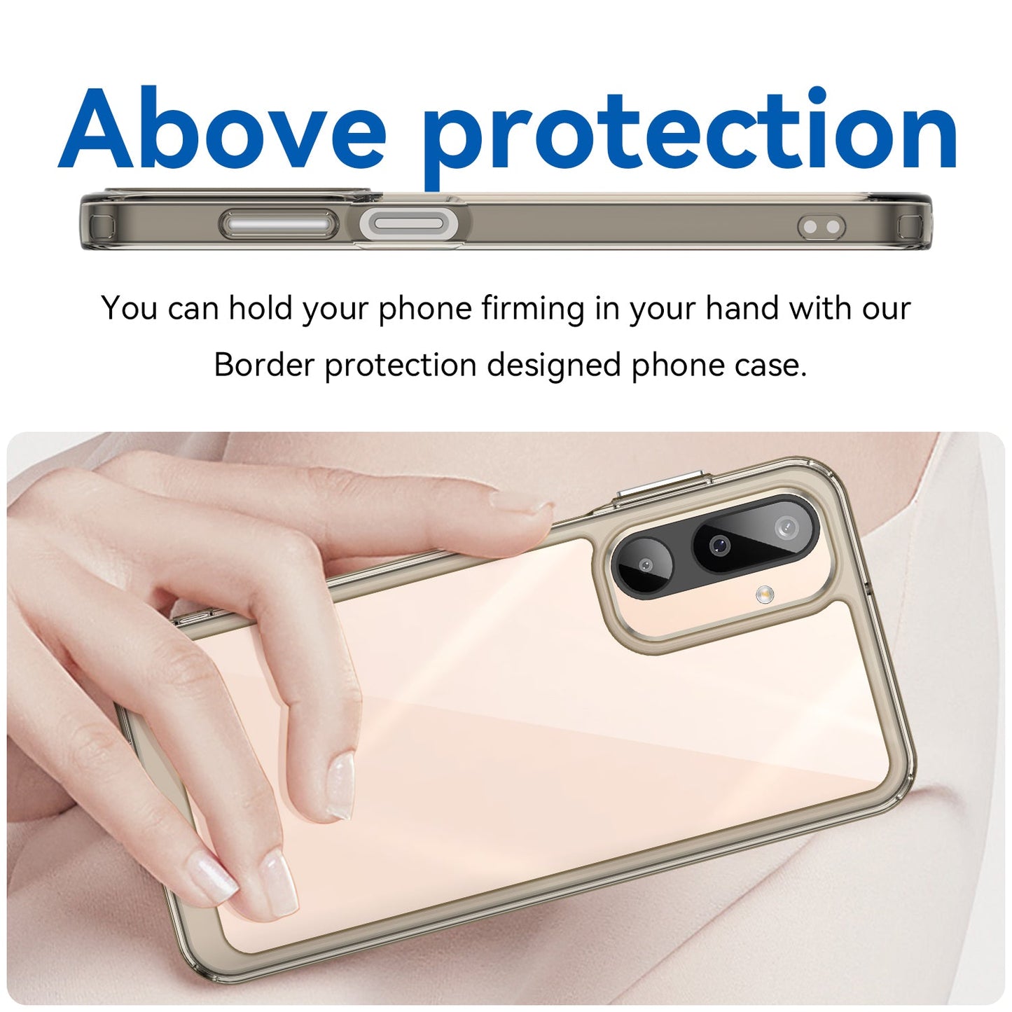For Samsung Galaxy M16 5G Phone Case WANLONFENG XC Series TPU Acrylic Cover with Tempered Glass (Big Lens Hole) - Transparent Grey
