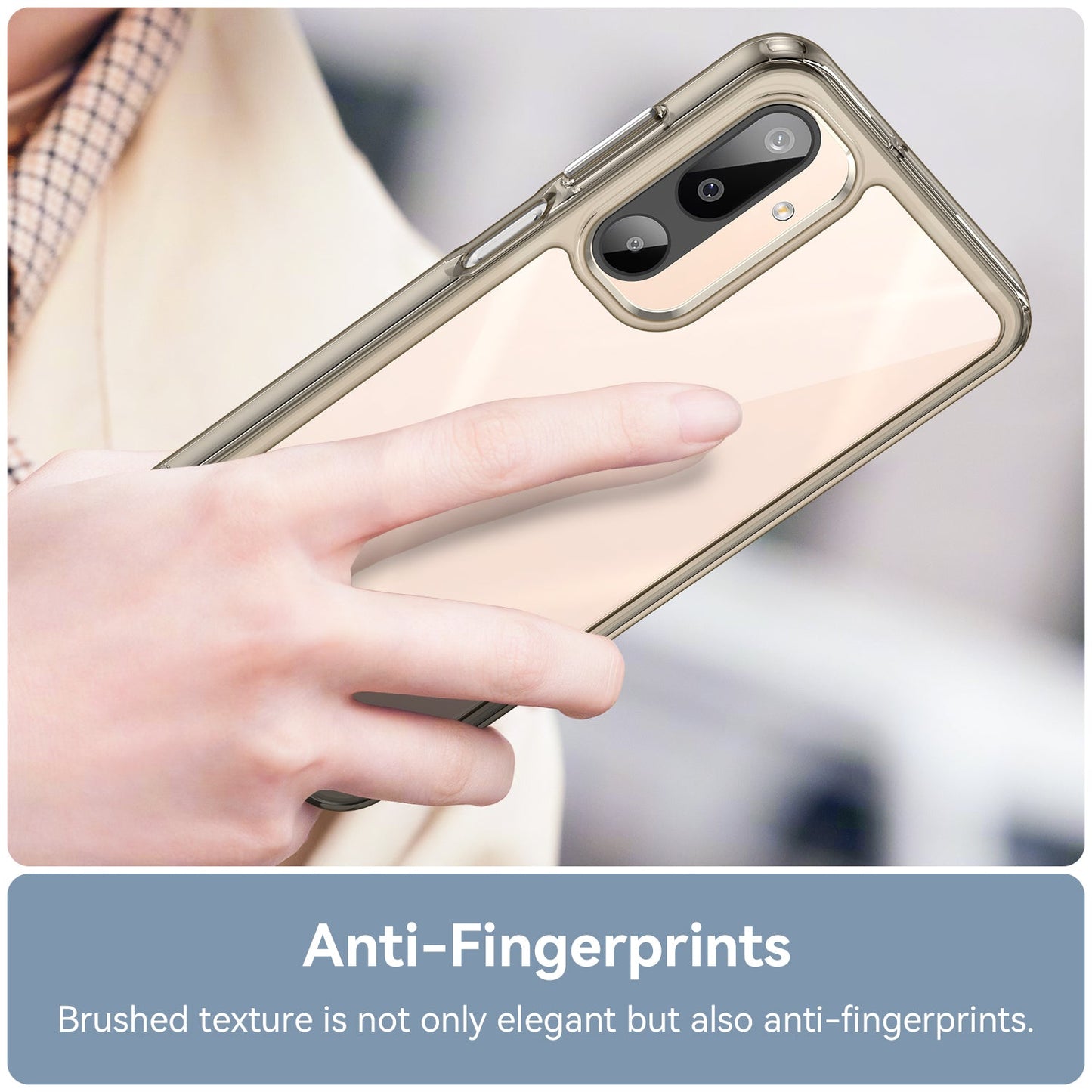 For Samsung Galaxy M16 5G Phone Case WANLONFENG XC Series TPU Acrylic Cover with Tempered Glass (Big Lens Hole) - Transparent Grey