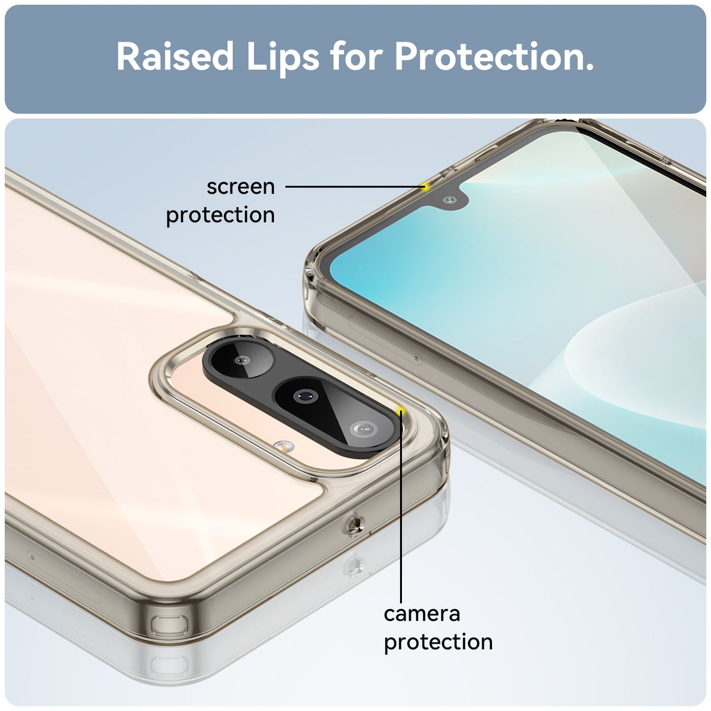 For Samsung Galaxy M16 5G Phone Case WANLONFENG XC Series TPU Acrylic Cover with Tempered Glass (Big Lens Hole) - Transparent Grey
