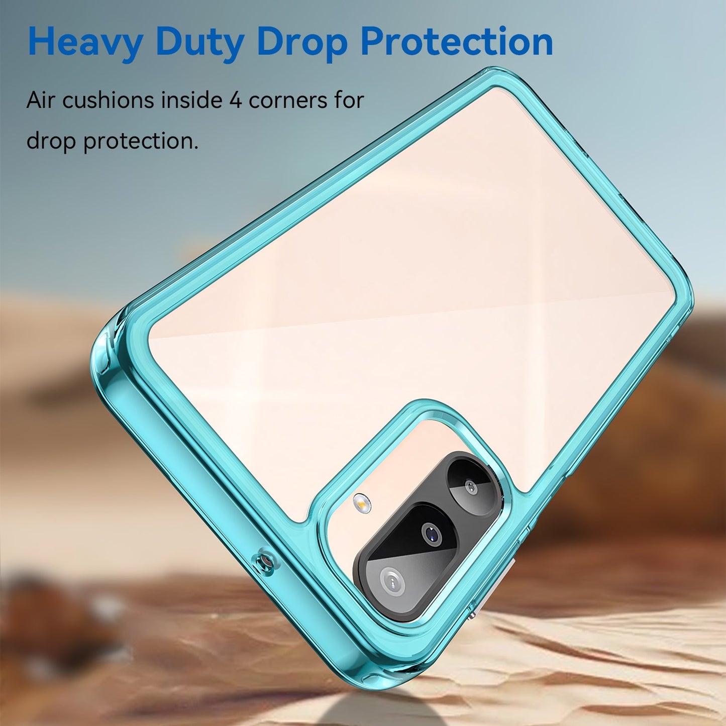 For Samsung Galaxy M16 5G Phone Case WANLONFENG XC Series TPU Acrylic Cover with Tempered Glass (Big Lens Hole) - Transparent Blue