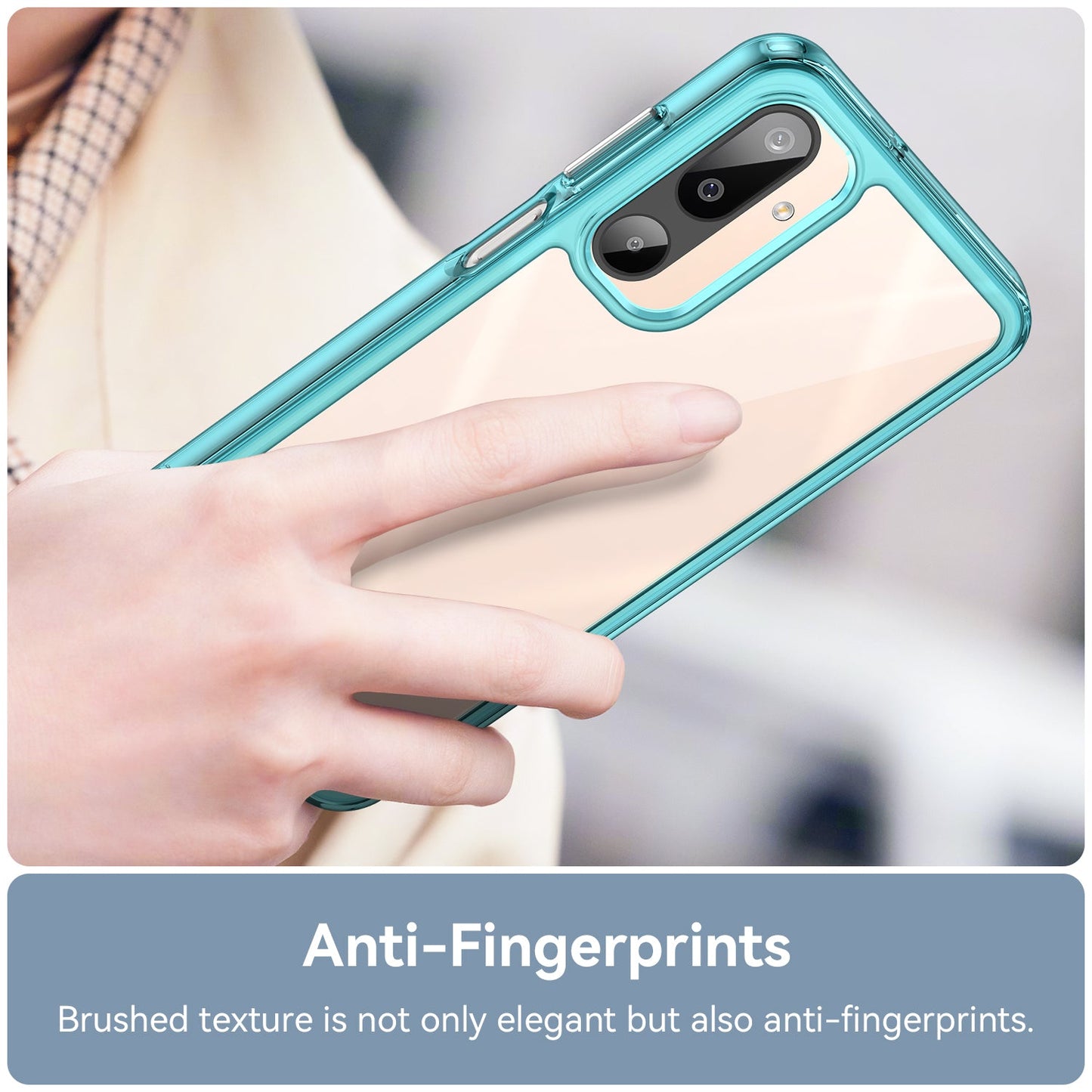 For Samsung Galaxy M16 5G Phone Case WANLONFENG XC Series TPU Acrylic Cover with Tempered Glass (Big Lens Hole) - Transparent Blue
