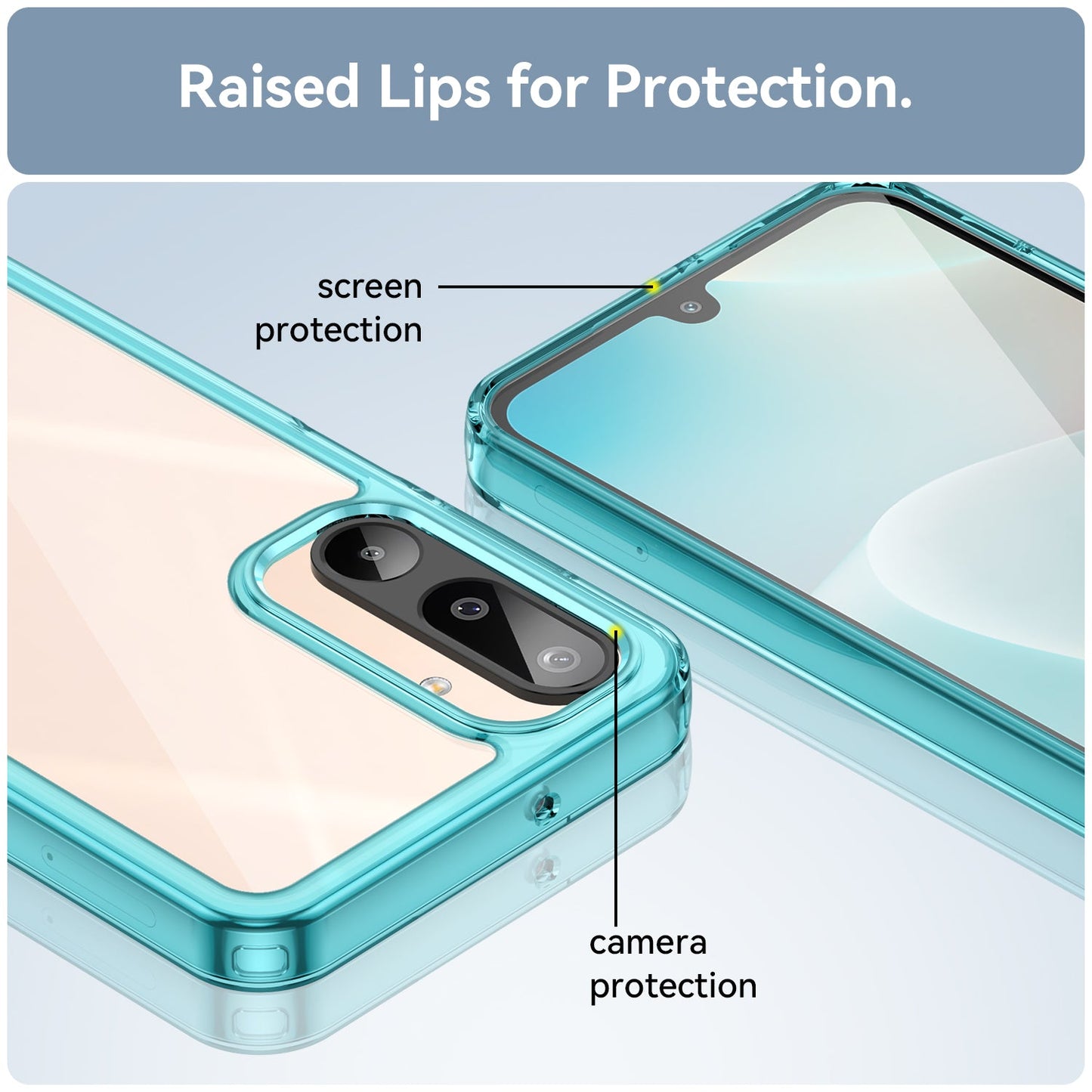 For Samsung Galaxy M16 5G Phone Case WANLONFENG XC Series TPU Acrylic Cover with Tempered Glass (Big Lens Hole) - Transparent Blue