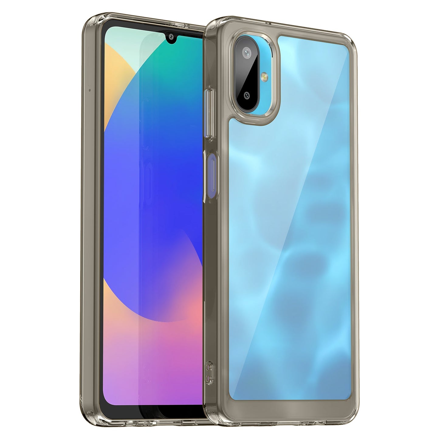 For Samsung Galaxy F06 5G Phone Case WANLONFENG XC Series TPU Acrylic Cover with Tempered Glass (Big Lens Hole) - Transparent Grey