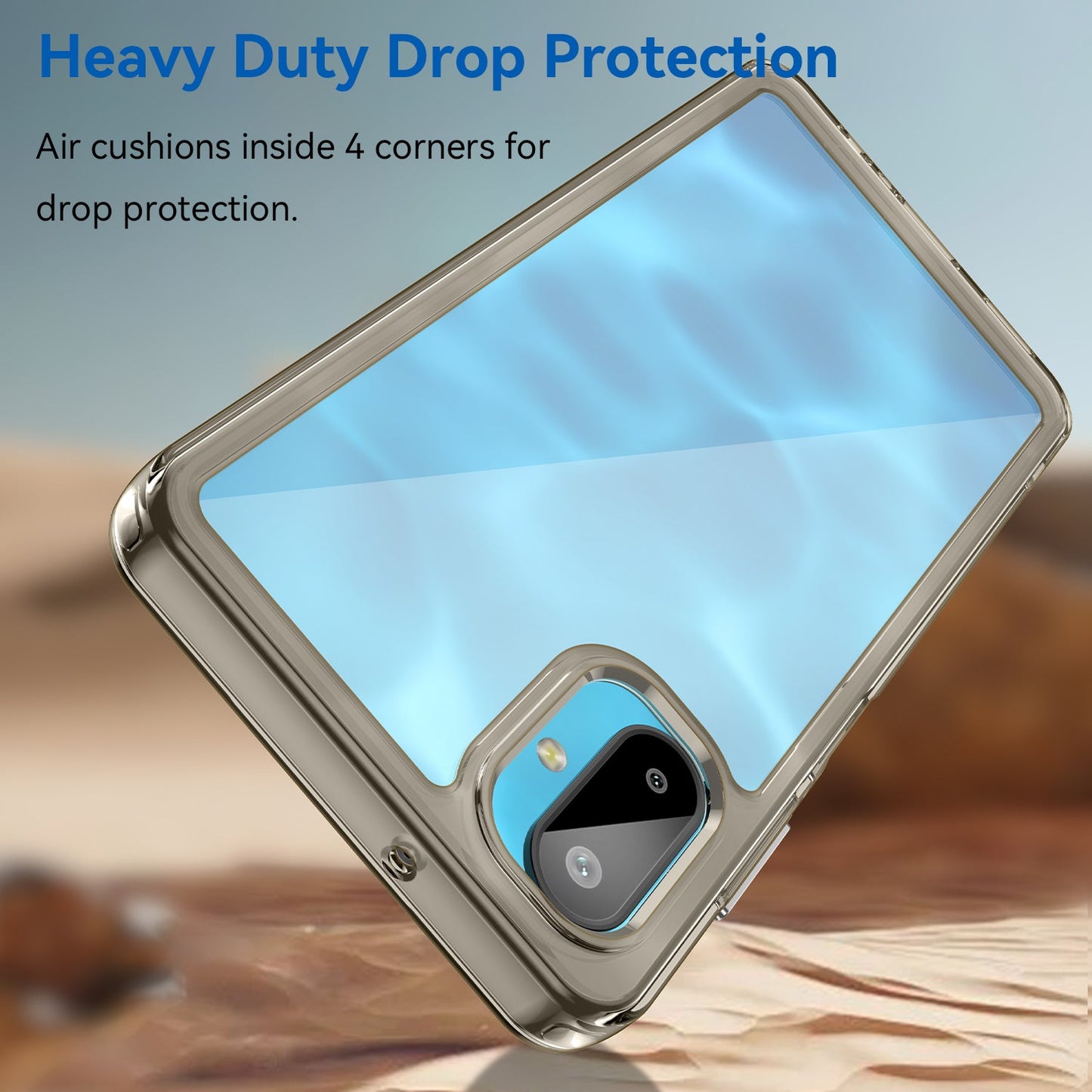 For Samsung Galaxy F06 5G Phone Case WANLONFENG XC Series TPU Acrylic Cover with Tempered Glass (Big Lens Hole) - Transparent Grey