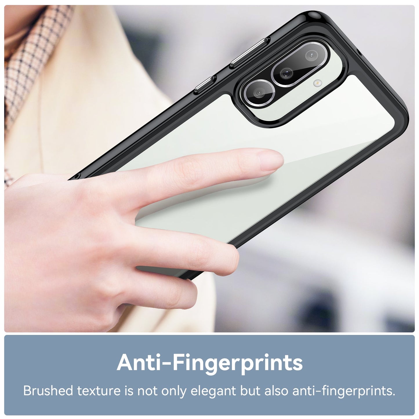 For Samsung Galaxy F56 5G Phone Case WANLONFENG XC Series TPU Acrylic Cover with Tempered Glass (Big Lens Hole) - Black