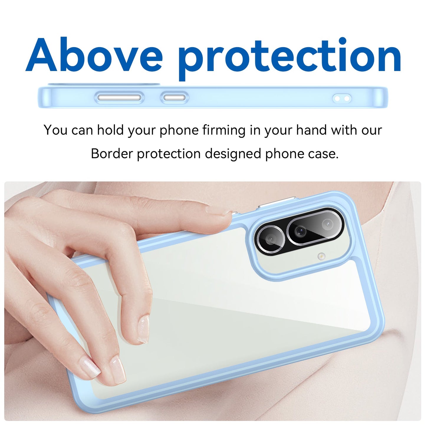 For Samsung Galaxy F56 5G Phone Case WANLONFENG XC Series TPU Acrylic Cover with Tempered Glass (Big Lens Hole) - Blue