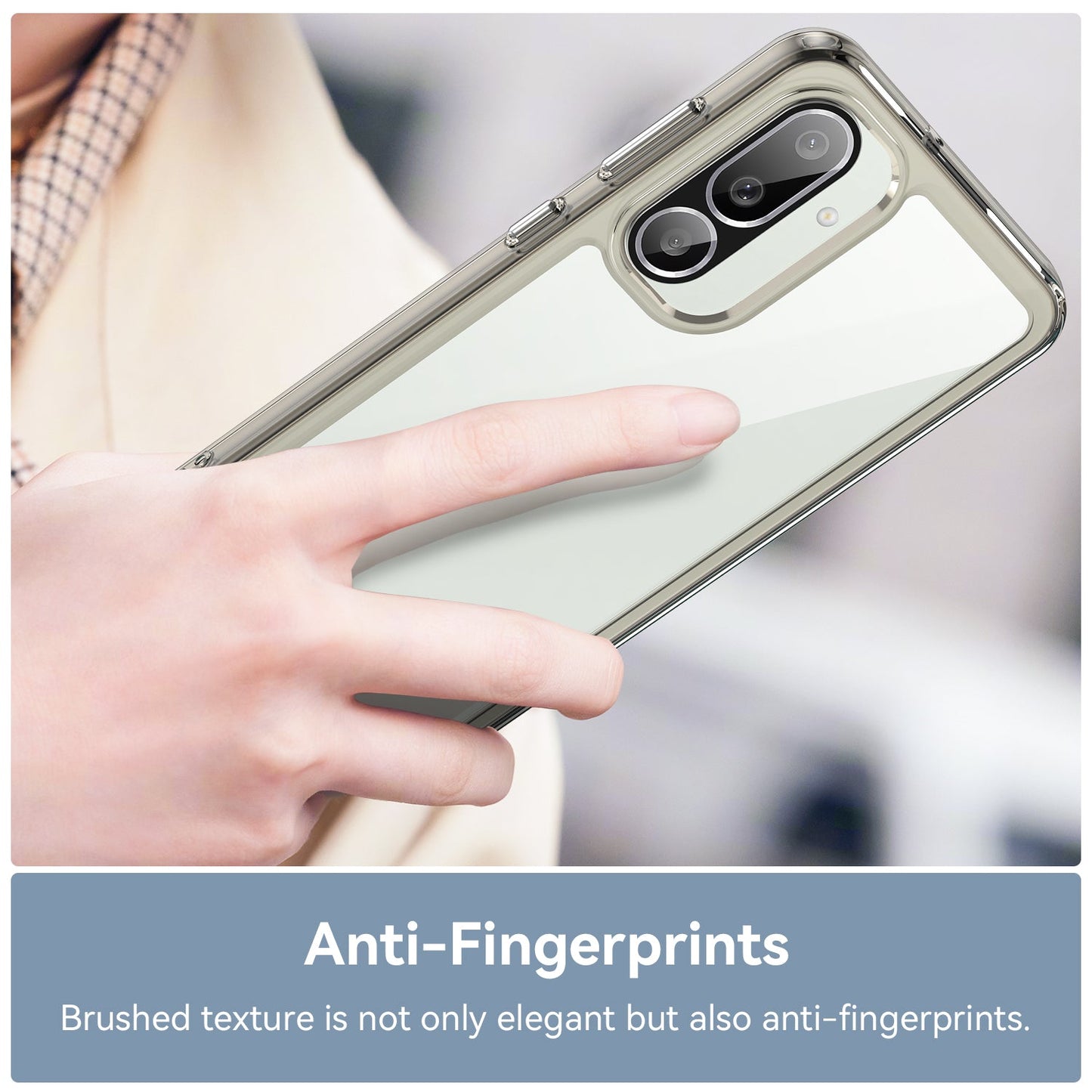 For Samsung Galaxy F56 5G Phone Case WANLONFENG XC Series TPU Acrylic Cover with Tempered Glass (Big Lens Hole) - Transparent Grey