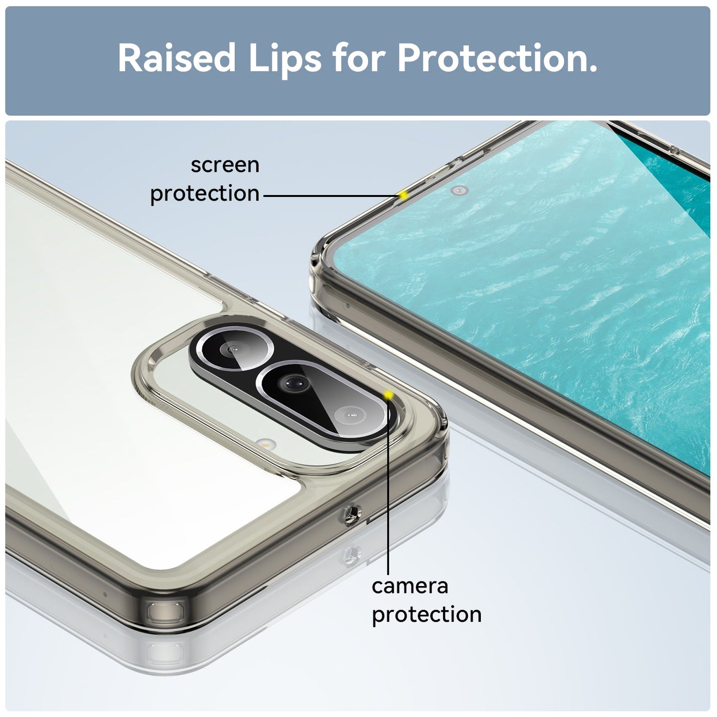 For Samsung Galaxy F56 5G Phone Case WANLONFENG XC Series TPU Acrylic Cover with Tempered Glass (Big Lens Hole) - Transparent Grey