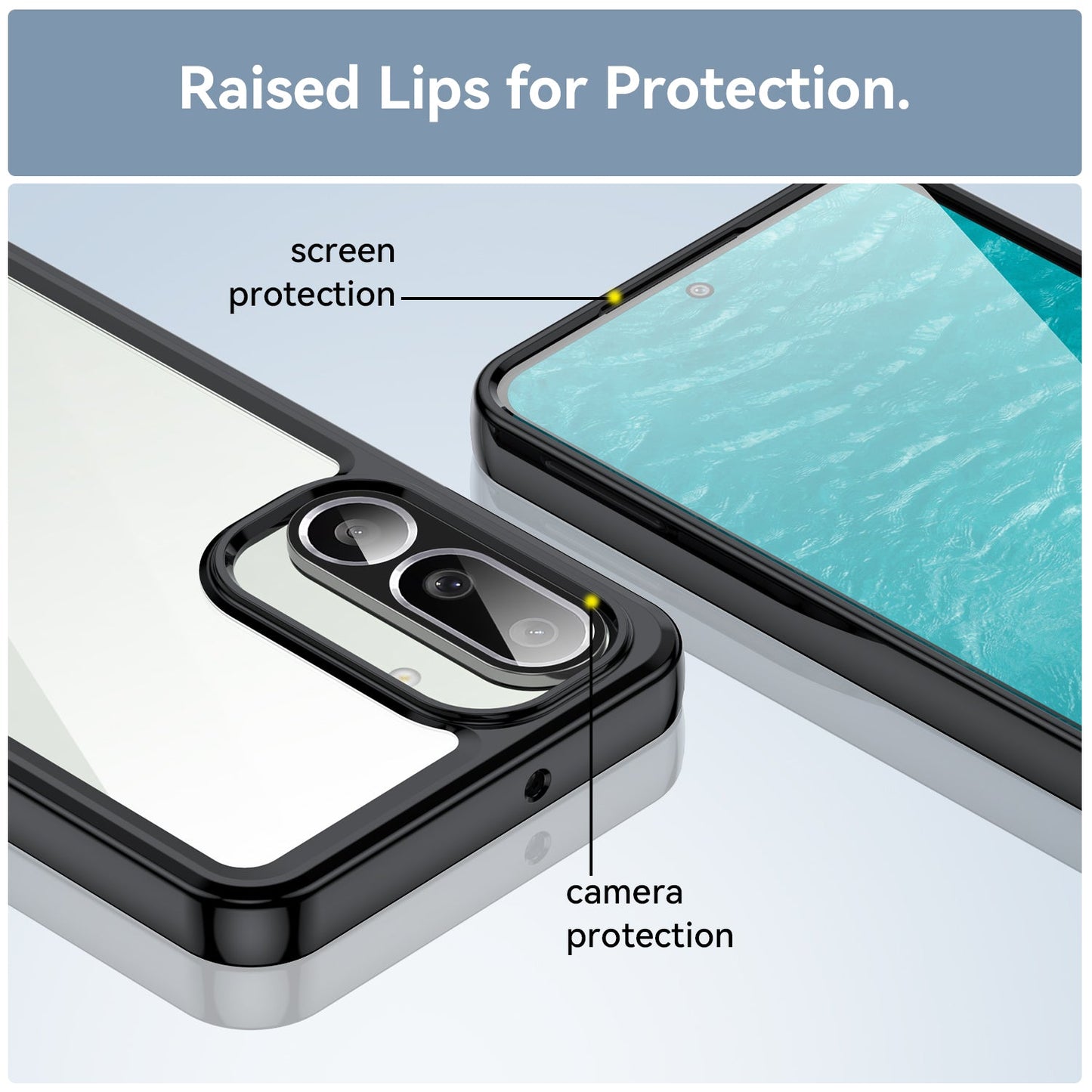 For Samsung Galaxy M56 5G Phone Case WANLONFENG XC Series TPU Acrylic Cover with Tempered Glass (Big Lens Hole) - Black