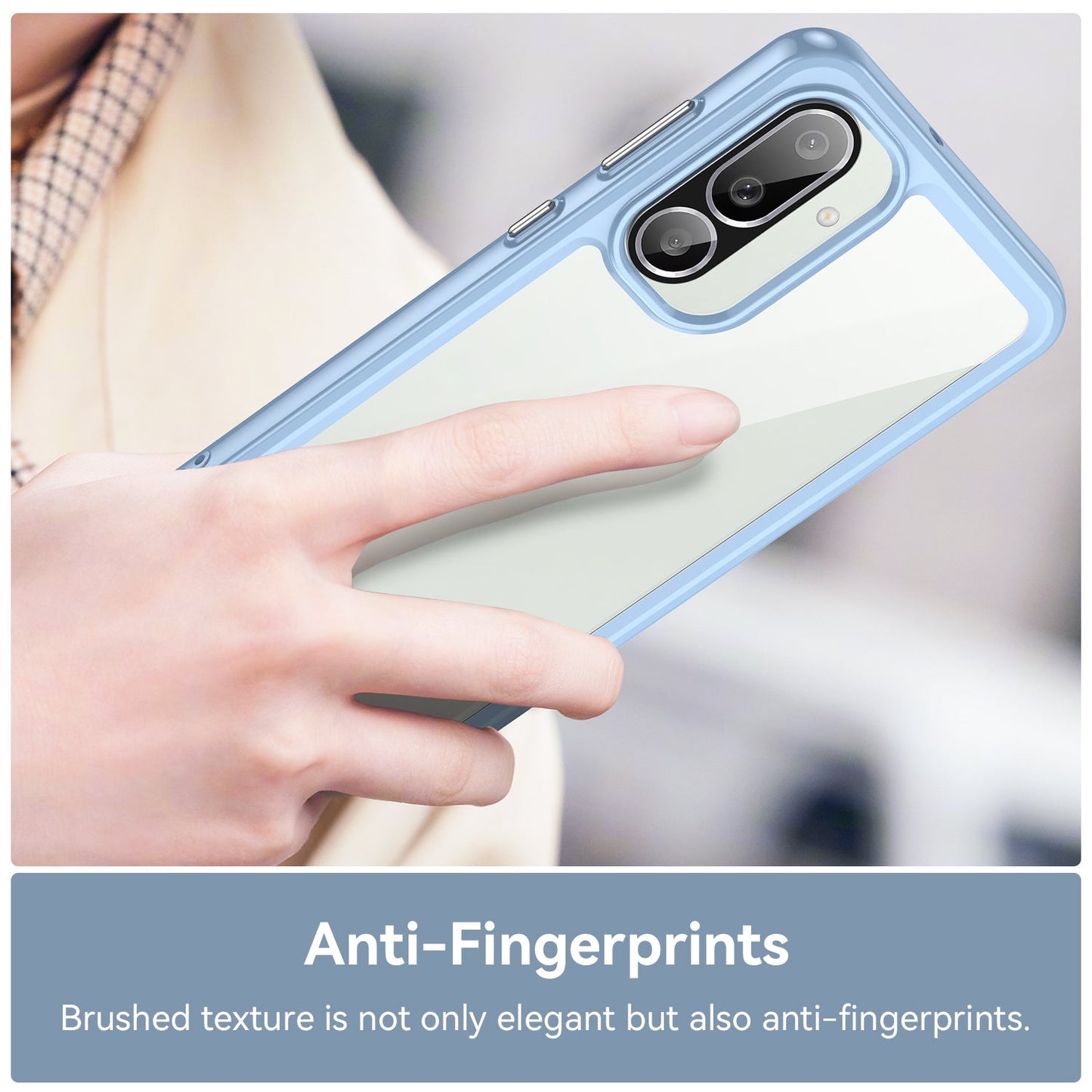 For Samsung Galaxy M56 5G Phone Case WANLONFENG XC Series TPU Acrylic Cover with Tempered Glass (Big Lens Hole) - Blue